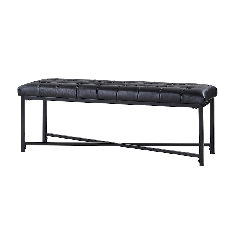 Eberhard Modern 50.5 Genuine Leather Upholstered Bench with Metal Legs by HULALA HOME