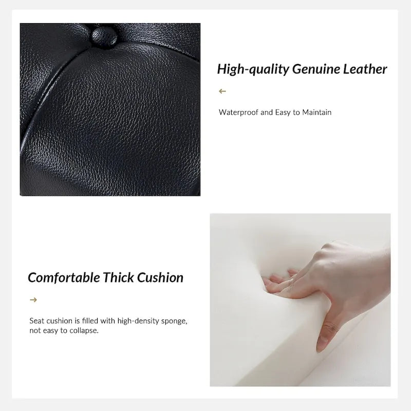 Eberhard Modern 50.5 Genuine Leather Upholstered Bench with Metal Legs by HULALA HOME