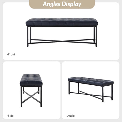 Eberhard Modern 50.5 Genuine Leather Upholstered Bench with Metal Legs by HULALA HOME