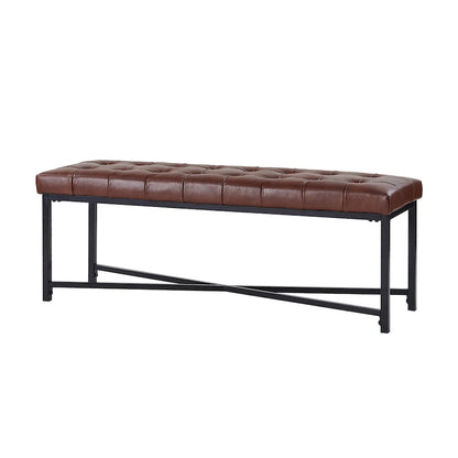 Eberhard Modern 50.5 Genuine Leather Upholstered Bench with Metal Legs by HULALA HOME