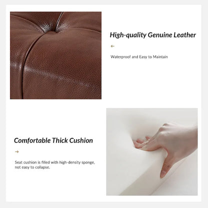 Eberhard Modern 50.5 Genuine Leather Upholstered Bench with Metal Legs by HULALA HOME