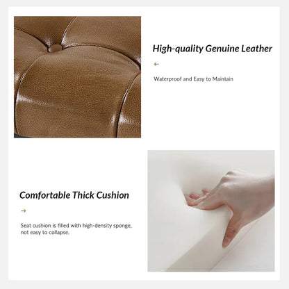 Eberhard Modern 50.5 Genuine Leather Upholstered Bench with Metal Legs by HULALA HOME