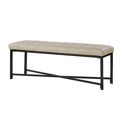 Eberhard Modern 50.5 Genuine Leather Upholstered Bench with Metal Legs by HULALA HOME
