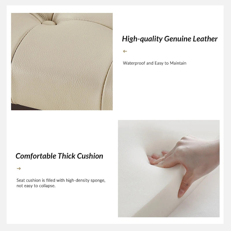 Eberhard Modern 50.5 Genuine Leather Upholstered Bench with Metal Legs by HULALA HOME