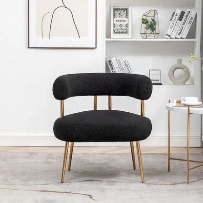 SEYNAR Modern Glam Upholstered Comfy Open-Back Accent Vanity chair with Golden Legs