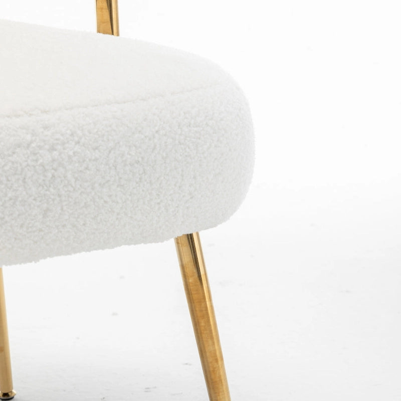 SEYNAR Modern Glam Upholstered Comfy Open-Back Accent Vanity chair with Golden Legs