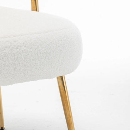 SEYNAR Modern Glam Upholstered Comfy Open-Back Accent Vanity chair with Golden Legs