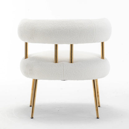 SEYNAR Modern Glam Upholstered Comfy Open-Back Accent Vanity chair with Golden Legs