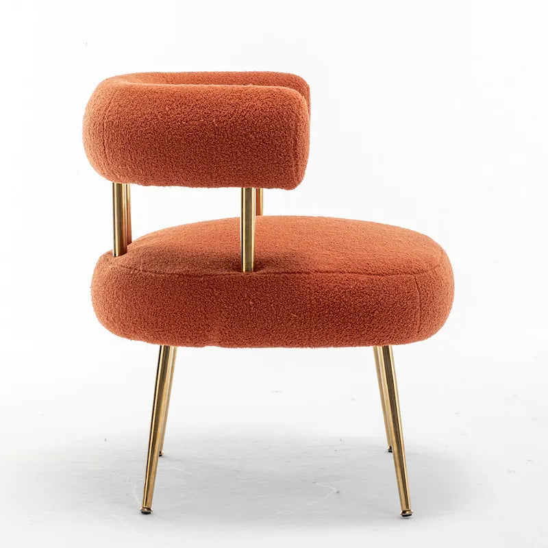 SEYNAR Modern Glam Upholstered Comfy Open-Back Accent Vanity chair with Golden Legs