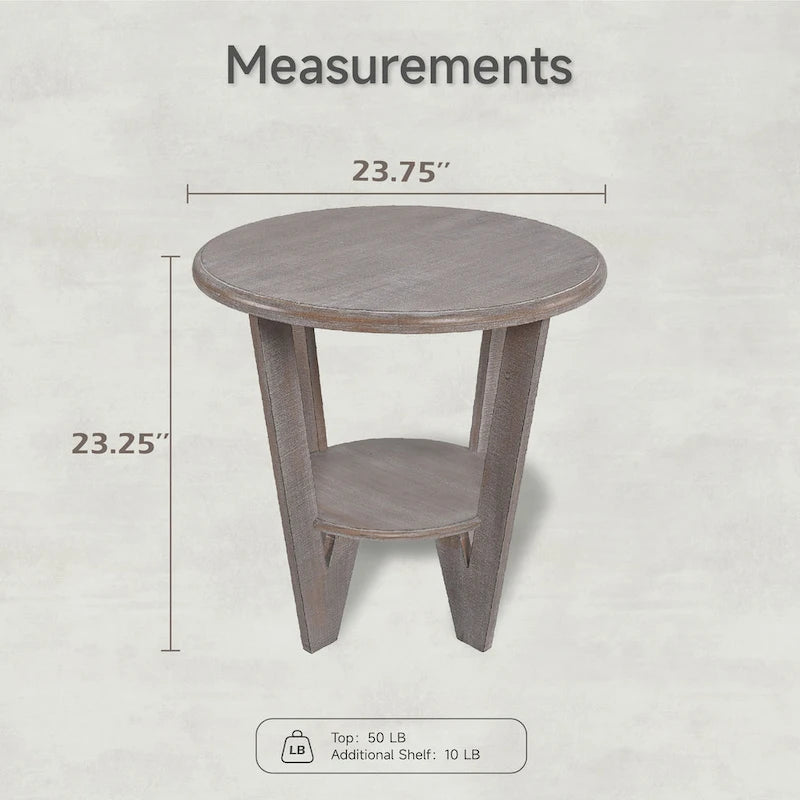COZAYH Set of 2 Rustic Farmhouse end Table with Storage Shelf, French Country Accent Side Table , Vintage Grey Finish
