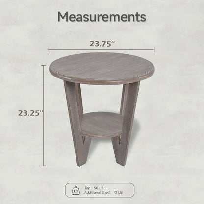 COZAYH Set of 2 Rustic Farmhouse end Table with Storage Shelf, French Country Accent Side Table , Vintage Grey Finish