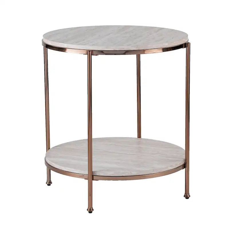SEI Furniture Henderson Round Faux Marble Side Table