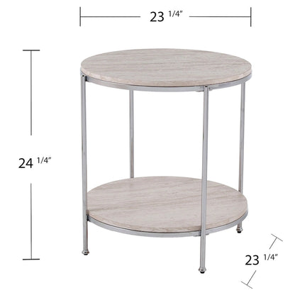 SEI Furniture Henderson Round Faux Marble Side Table