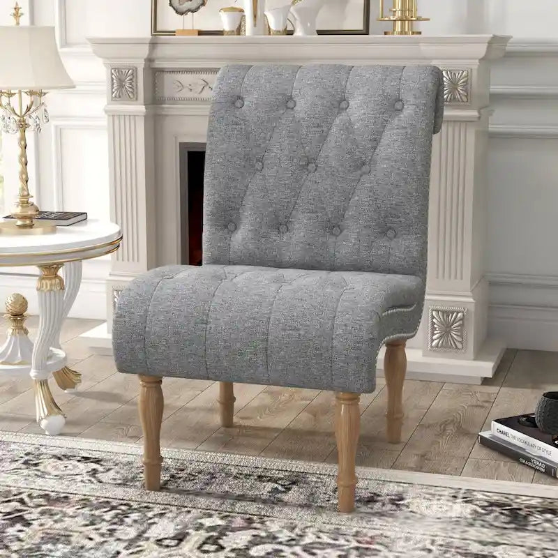 Upholstered Accent Lounge Chair for Bedroom Living Room Armless Slipper Chair with Wood Legs