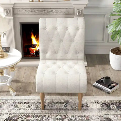 Upholstered Accent Lounge Chair for Bedroom Living Room Armless Slipper Chair with Wood Legs