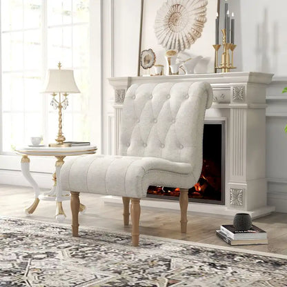 Upholstered Accent Lounge Chair for Bedroom Living Room Armless Slipper Chair with Wood Legs