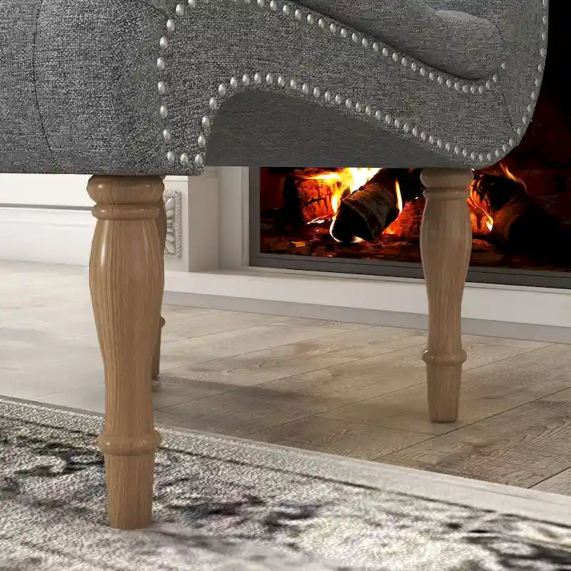 Upholstered Accent Lounge Chair for Bedroom Living Room Armless Slipper Chair with Wood Legs