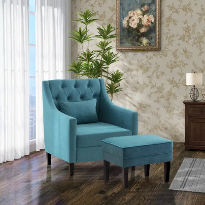 HUIMO Arm Chair Comfy Club Chair with Ottoman and Pillow