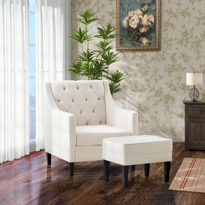 HUIMO Arm Chair Comfy Club Chair with Ottoman and Pillow