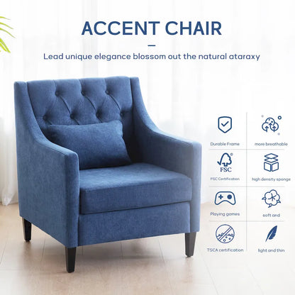 HUIMO Arm Chair Comfy Club Chair with Ottoman and Pillow