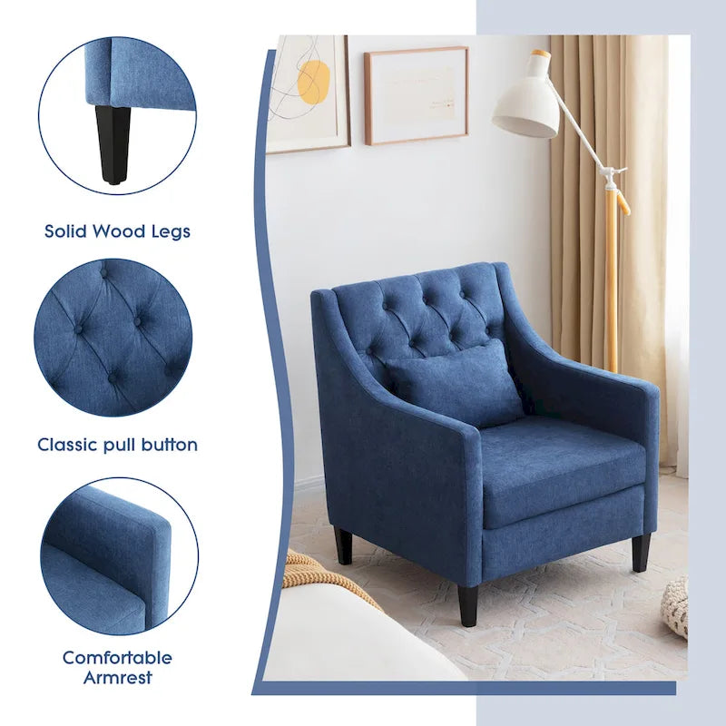 HUIMO Arm Chair Comfy Club Chair with Ottoman and Pillow