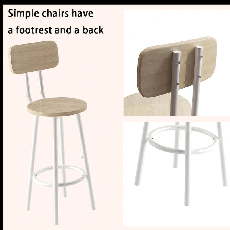 3-Piece Bar Table Set for 2, 2-Tier Round Bistro Dining Table Set