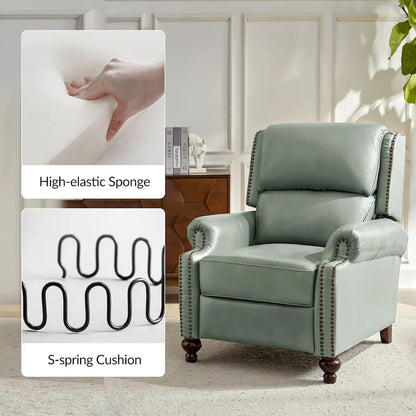 Gabriela Mid-Century Modern Genuine Leather Recliner with Tapered Block Feet by HULALA HOME