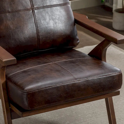 Ebello Upholstered Leather Accent Armhair with Solid Wood Frame and Removable Cushions