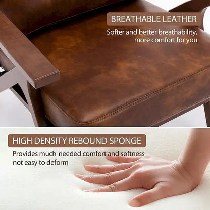 Ebello Upholstered Leather Accent Armhair with Solid Wood Frame and Removable Cushions