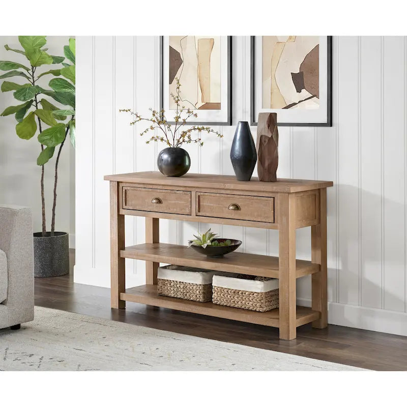 The Gray Barn Downington Solid Wood 2-Drawer Sofa Console Table