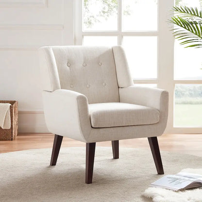 HUIMO Modern Linen Upholstered Armchair Tufted Accent Chair