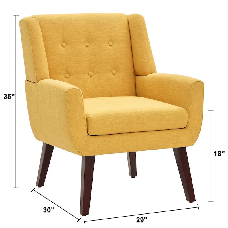 HUIMO Modern Linen Upholstered Armchair Tufted Accent Chair
