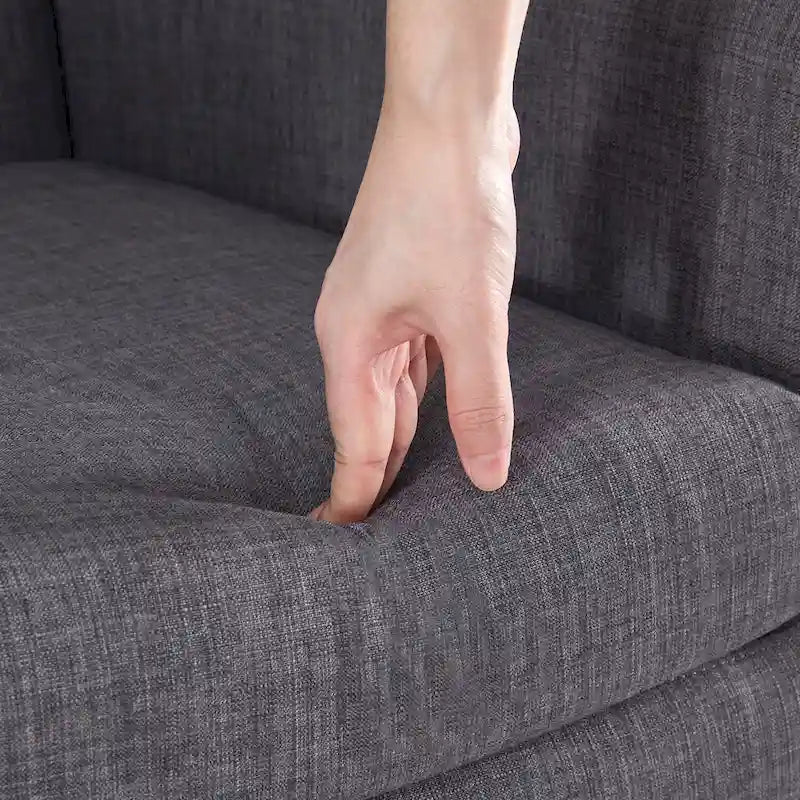 HUIMO Modern Linen Upholstered Armchair Tufted Accent Chair