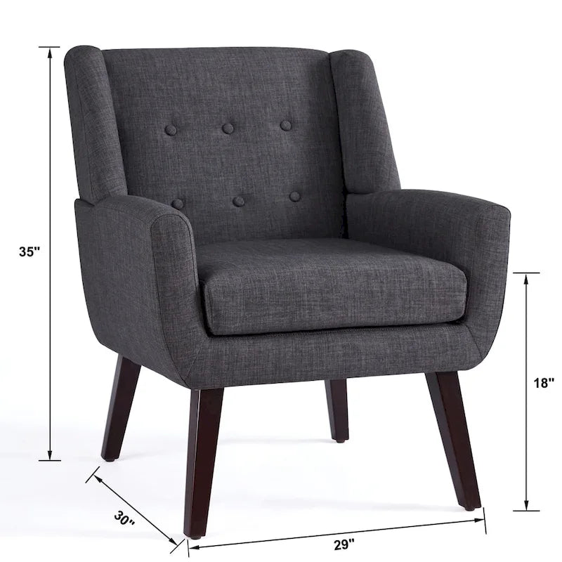 HUIMO Modern Linen Upholstered Armchair Tufted Accent Chair