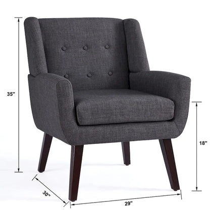 HUIMO Modern Linen Upholstered Armchair Tufted Accent Chair
