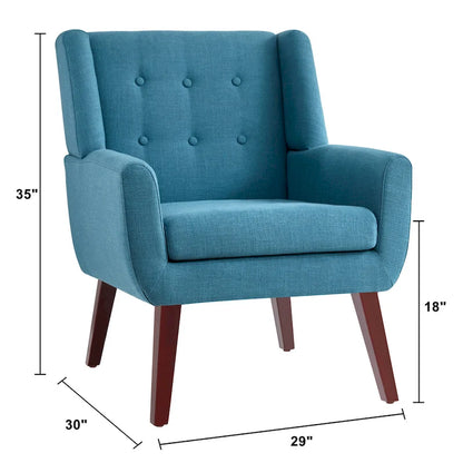 HUIMO Modern Linen Upholstered Armchair Tufted Accent Chair