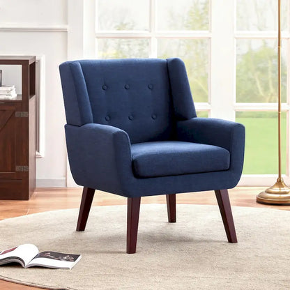 HUIMO Modern Linen Upholstered Armchair Tufted Accent Chair