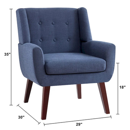 HUIMO Modern Linen Upholstered Armchair Tufted Accent Chair