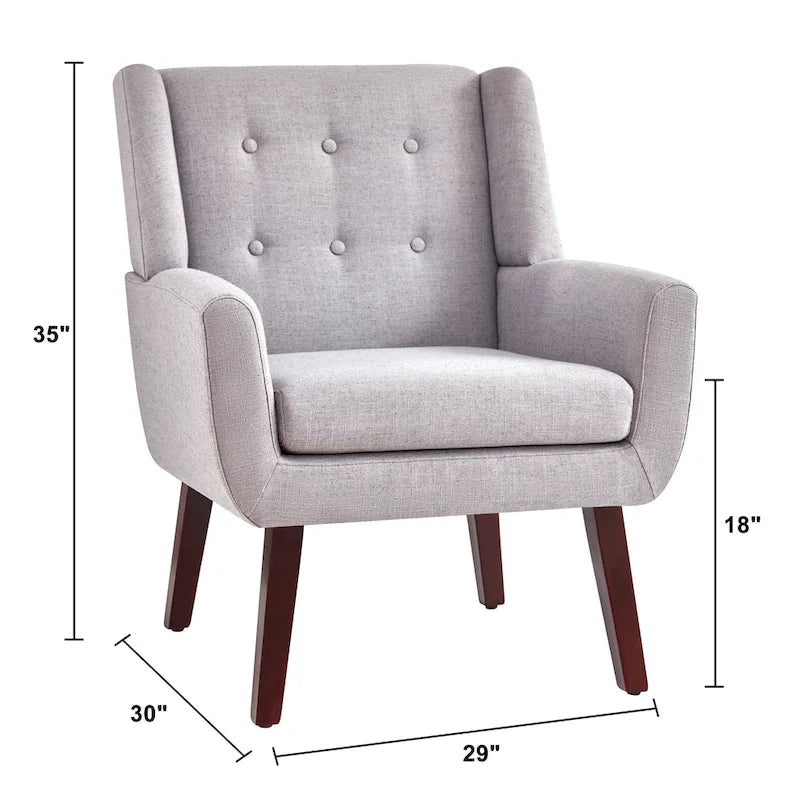 HUIMO Modern Linen Upholstered Armchair Tufted Accent Chair