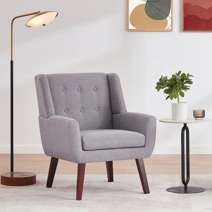 HUIMO Modern Linen Upholstered Armchair Tufted Accent Chair
