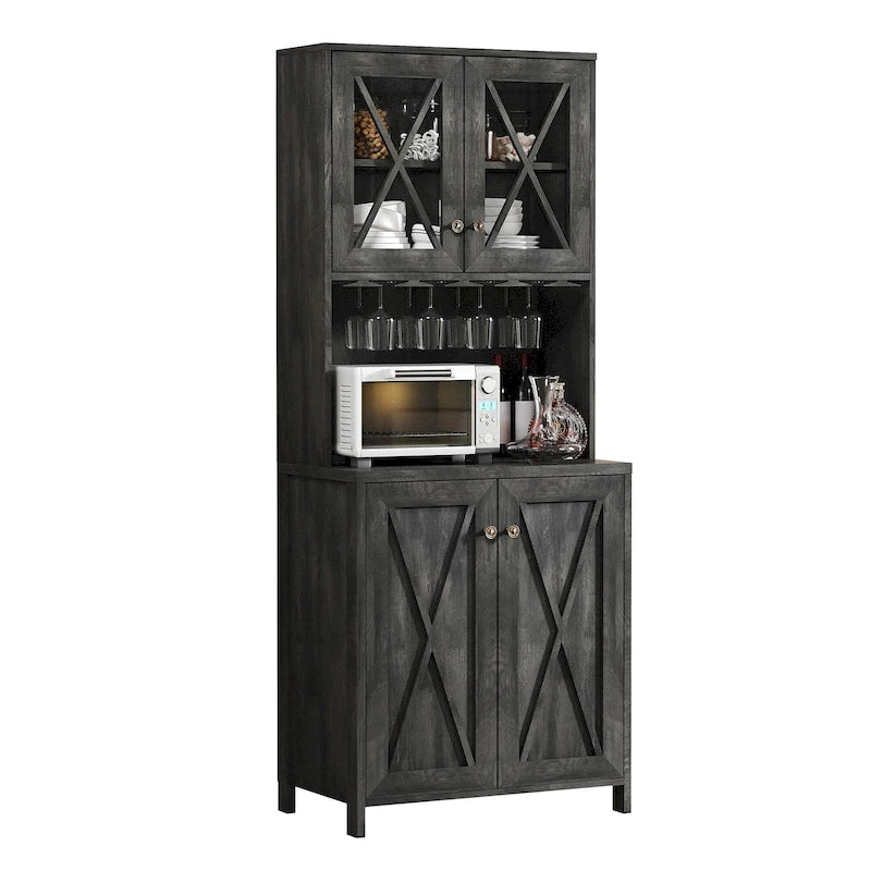 Bar Cabinet for Liquor and Glasses Dining Kitchen Cabinet with Wine Rack