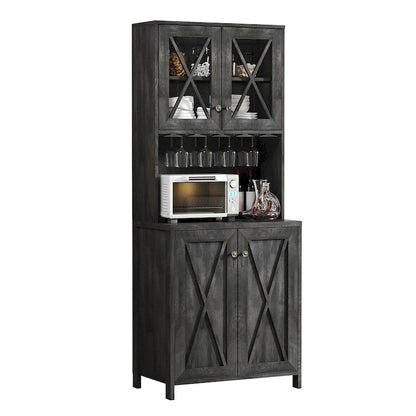 Bar Cabinet for Liquor and Glasses Dining Kitchen Cabinet with Wine Rack