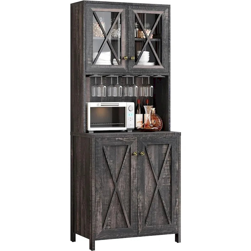 Bar Cabinet for Liquor and Glasses Dining Kitchen Cabinet with Wine Rack