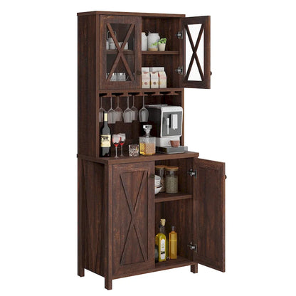 Bar Cabinet for Liquor and Glasses Dining Kitchen Cabinet with Wine Rack