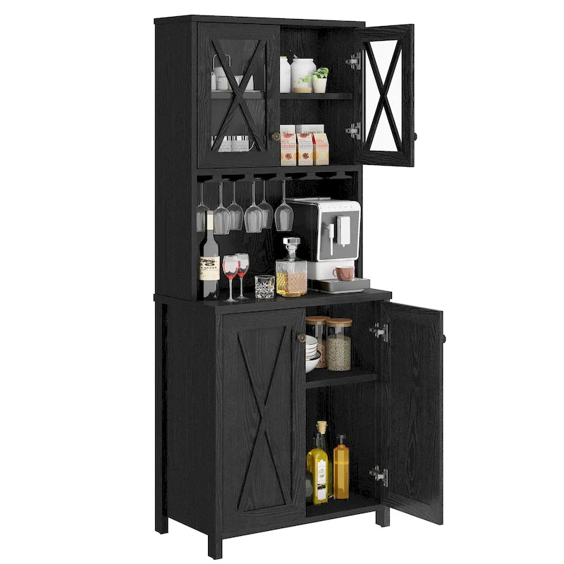 Bar Cabinet for Liquor and Glasses Dining Kitchen Cabinet with Wine Rack