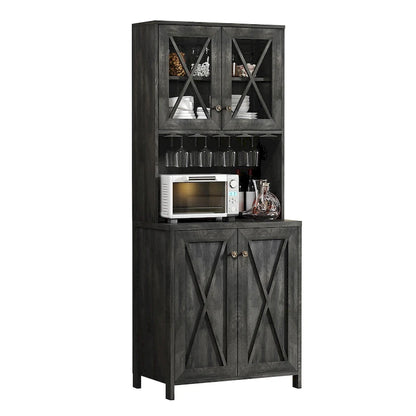 Bar Cabinet for Liquor and Glasses Dining Kitchen Cabinet with Wine Rack