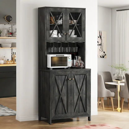 Bar Cabinet for Liquor and Glasses Dining Kitchen Cabinet with Wine Rack