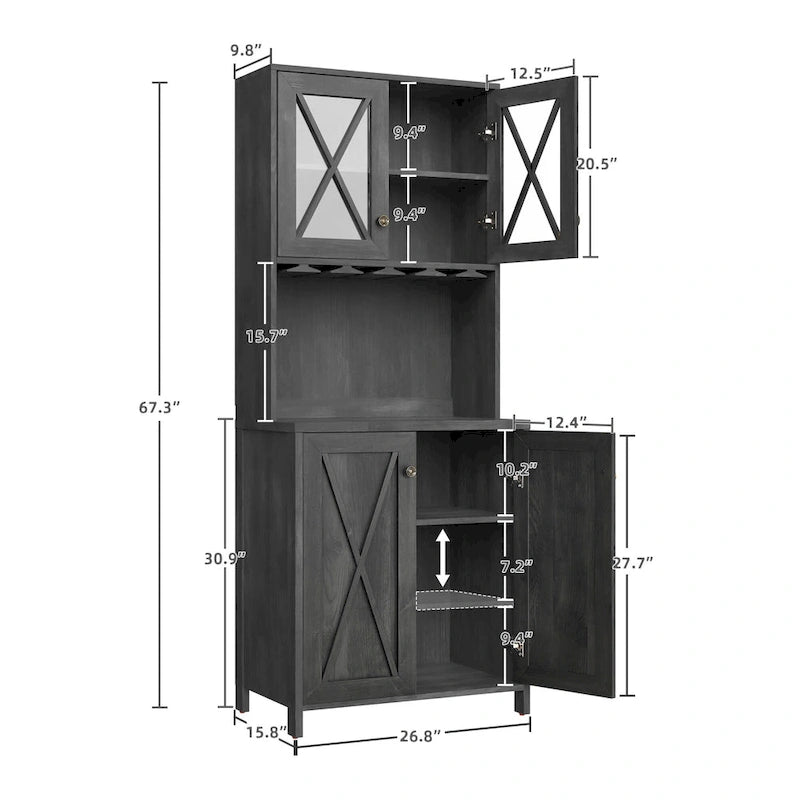Bar Cabinet for Liquor and Glasses Dining Kitchen Cabinet with Wine Rack
