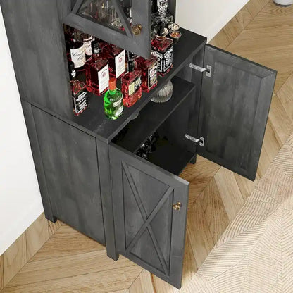 Bar Cabinet for Liquor and Glasses Dining Kitchen Cabinet with Wine Rack