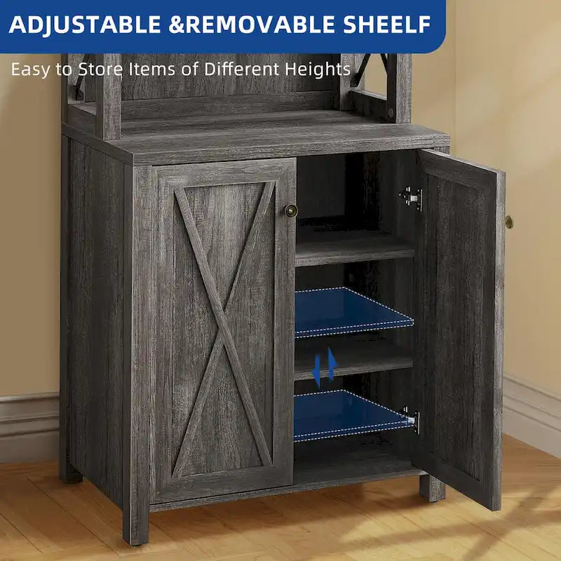 Bar Cabinet for Liquor and Glasses Dining Kitchen Cabinet with Wine Rack